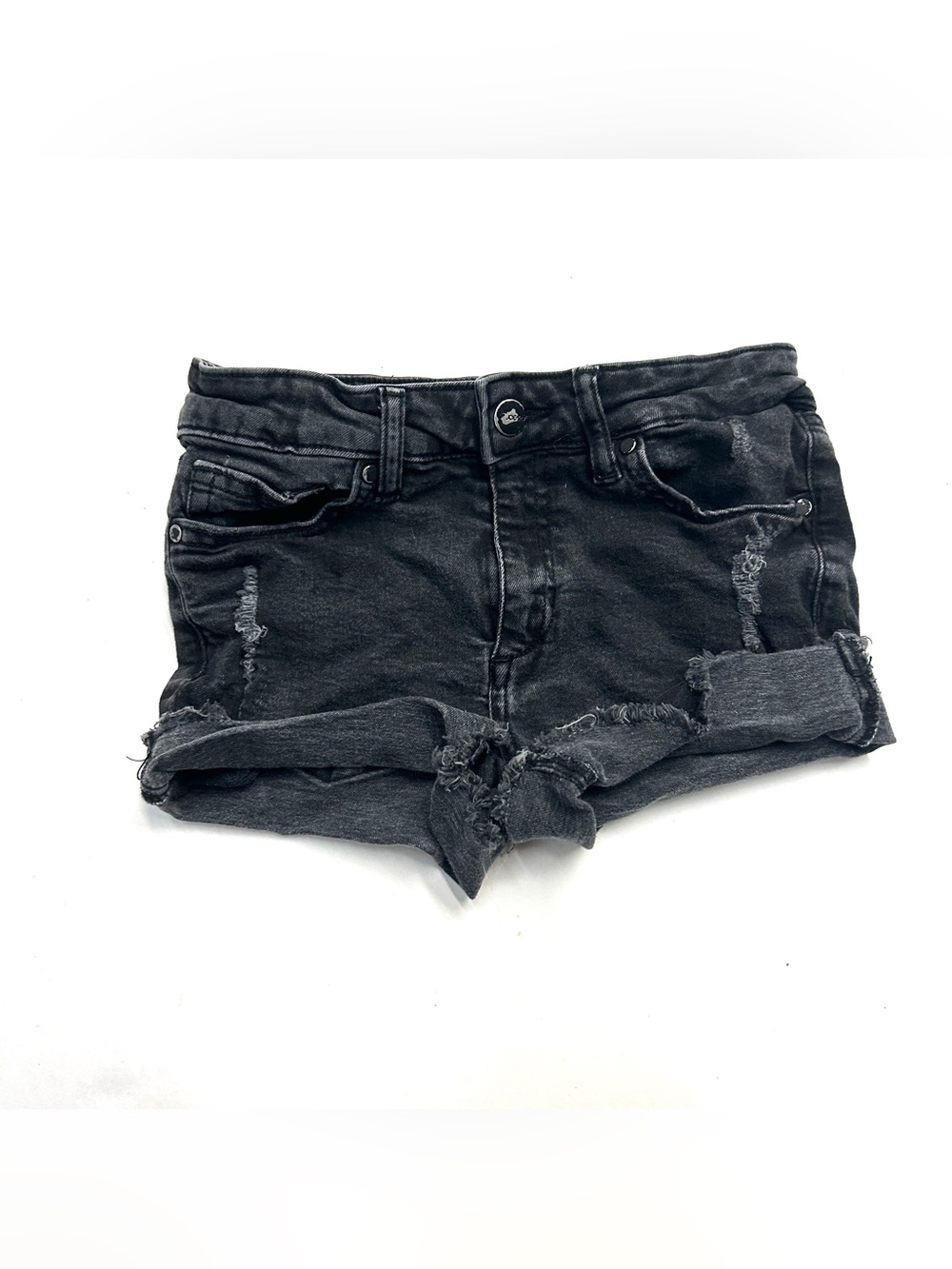 Joe's Jeans Girls Black Distressed Cuffed Denim Shorts Stretch